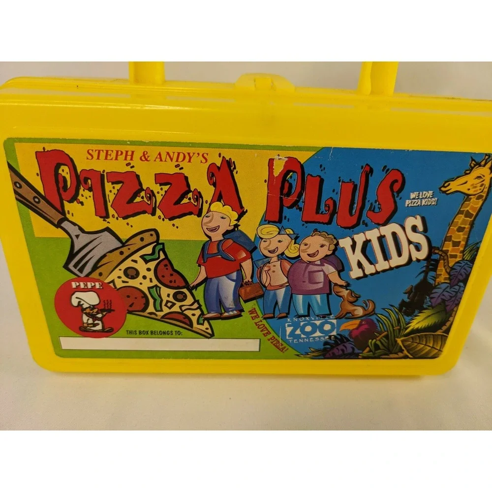 Whirley Industries Pizza Plus‎ Yellow Purple Pencil Case Lunch Box Kids Meal Lot